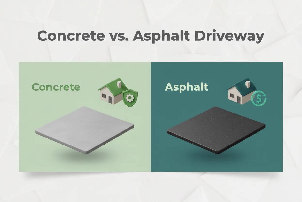 Concrete vs Asphalt Driveway cost and durability comparison 2026
