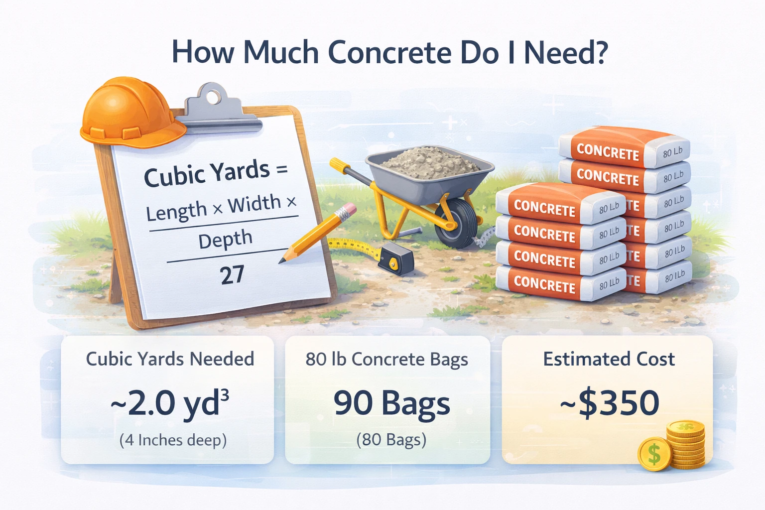 Complete guide showing how to calculate concrete needed for any project