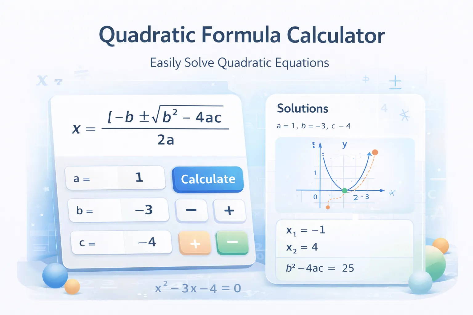 Quadratic Formula Calculator: Solve Equations Instantly with Step-by-Step Solutions